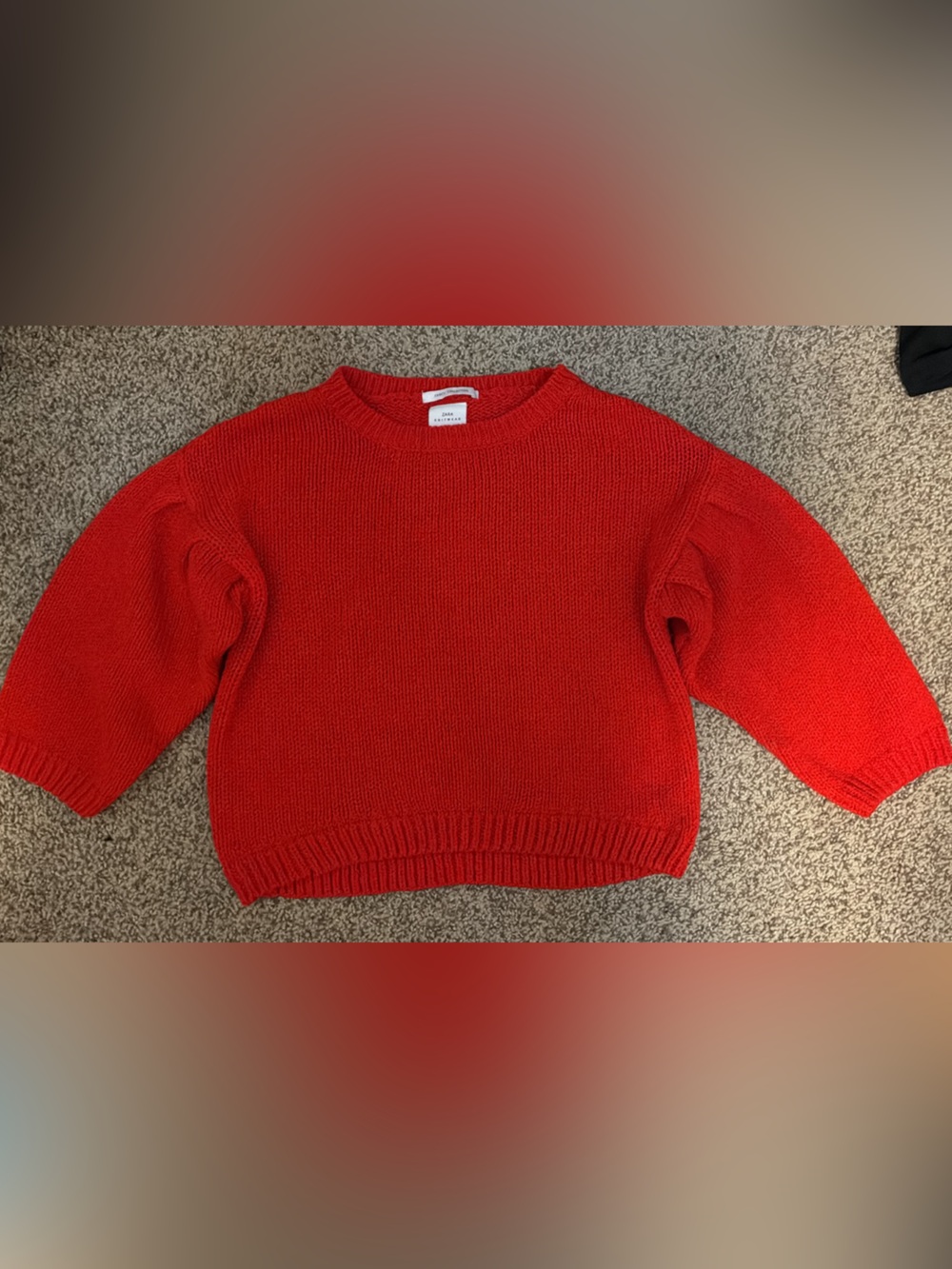 Zara Red Knit Crewneck Sweater